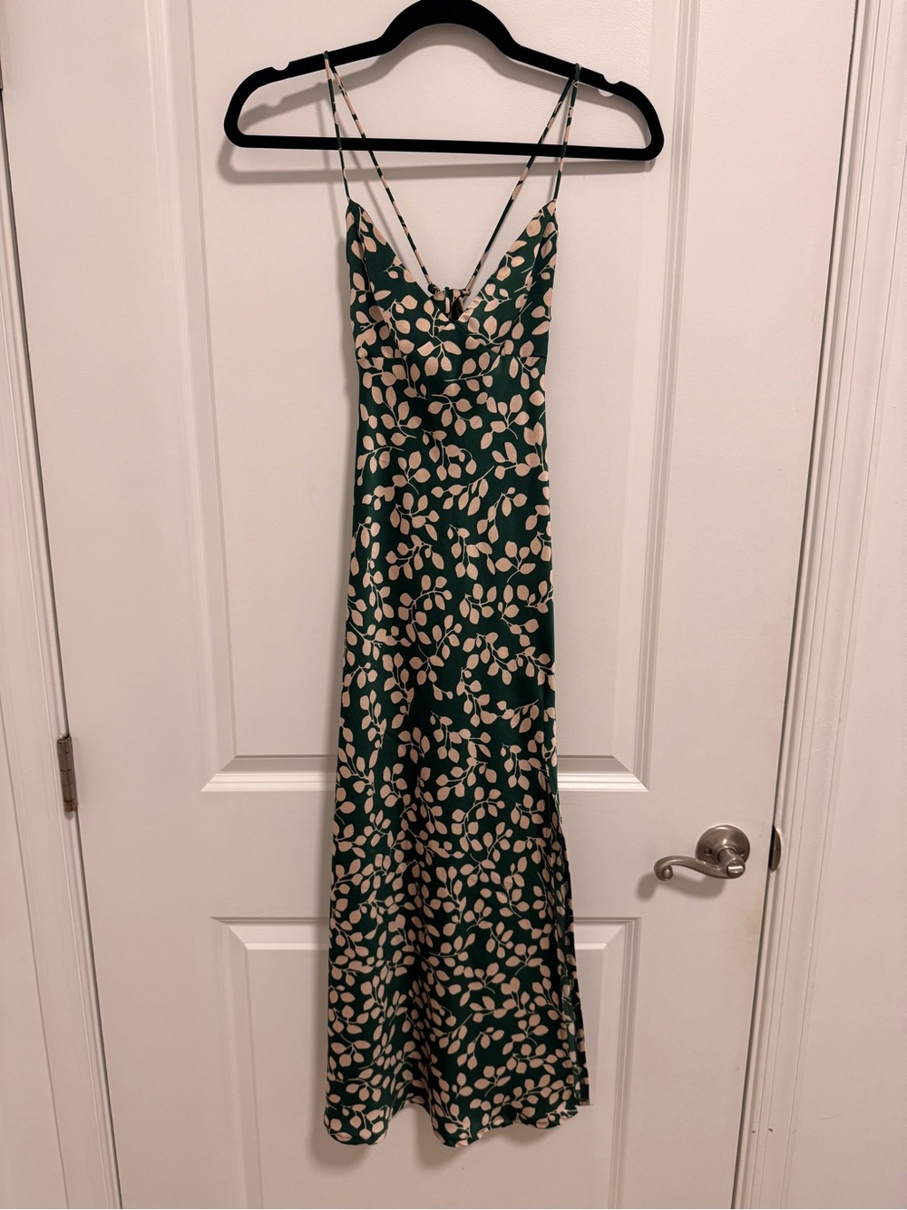 Hello Molly Green Leaf-Print Maxi Slip Dress
